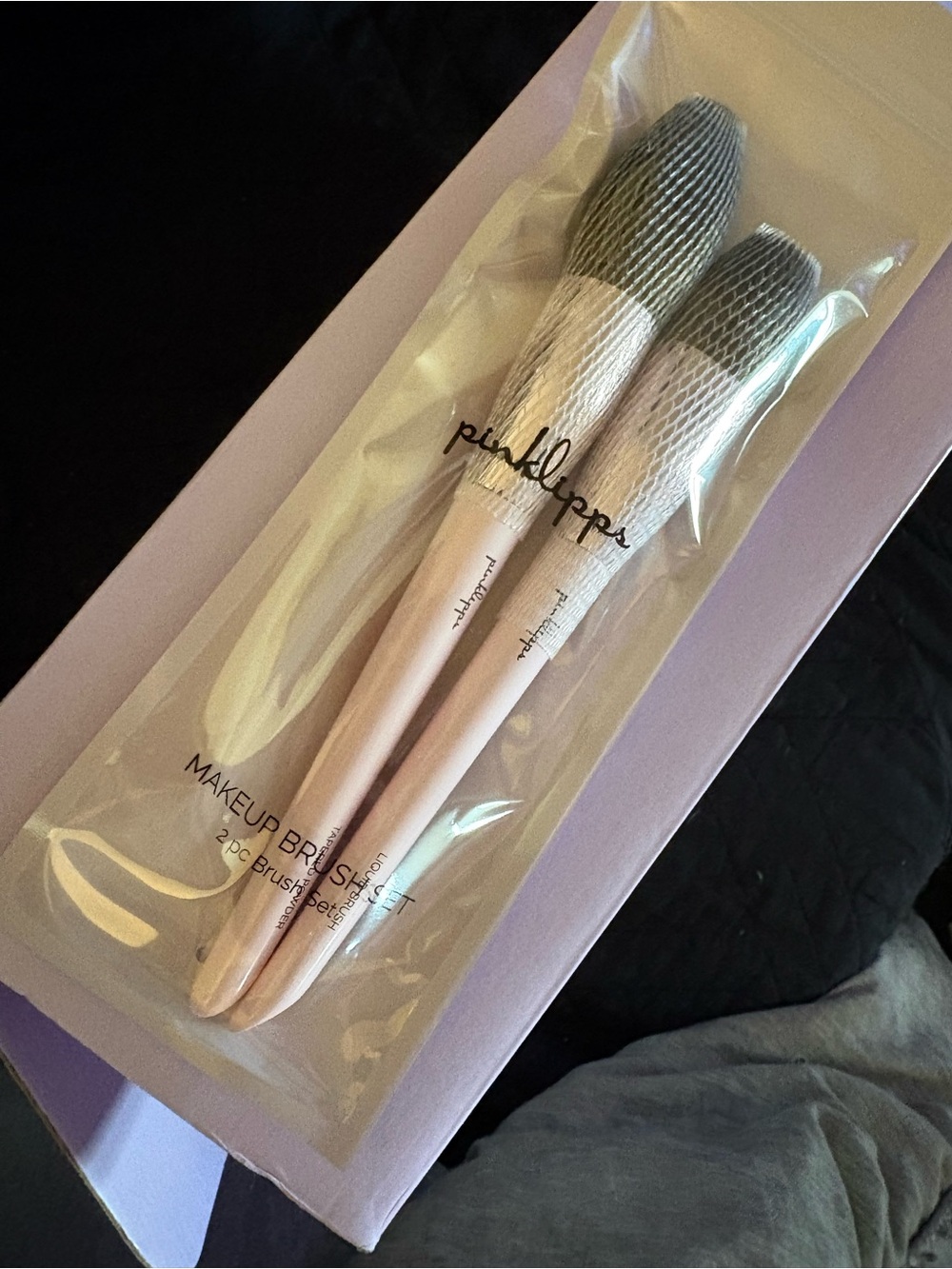 Pinklipps Powder & Blush Brush Duo - Light Pink and Silver
